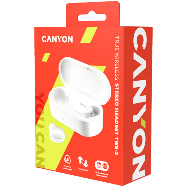 Canyon TWS-2 Bluetooth sport headset, with microphone, BT V5.0, RTL8763BFR, battery EarBud 43mAh*2+Charging Case 800mAh, cable length 0.18m (2)