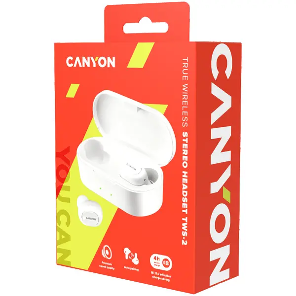 Canyon TWS-2 Bluetooth sport headset, with microphone, BT V5.0, RTL8763BFR, battery EarBud 43mAh*2+Charging Case 800mAh, cable length 0.18m (2)