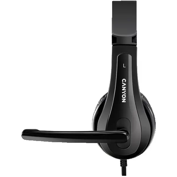 CANYON CHSU-1 basic PC headset with microphone, USB plug, leather pads, Flat cable length 2.0m, 160*60*160mm, 0.13kg, Black; ( CNS-CHSU1B )