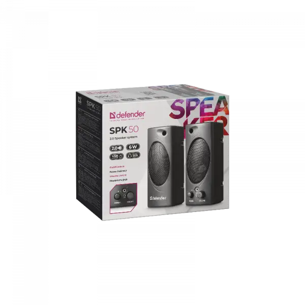 Zvučnici 2.0 Defender SPK 50 6W USB Crni