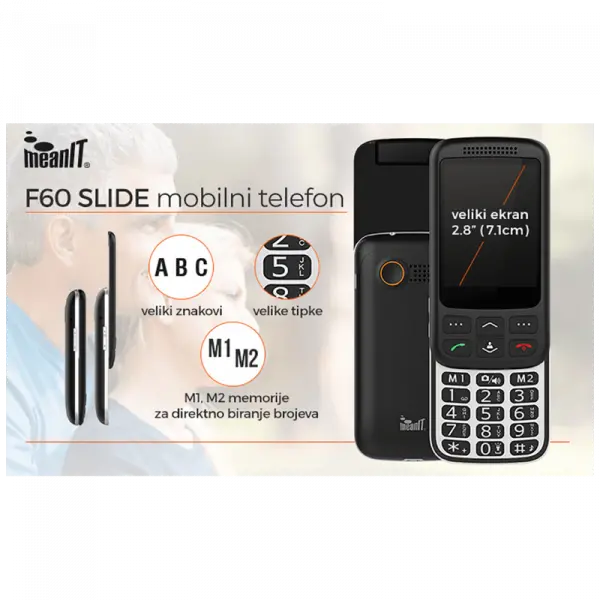 Mobilni telefon Meanit F60 slide crni 2.8&quot;/DS/Kamera