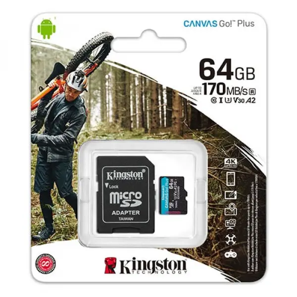 Micro SDXC Kngston 64GB  64GB class 10 U3 170MB/s - 70MB/s + adapter