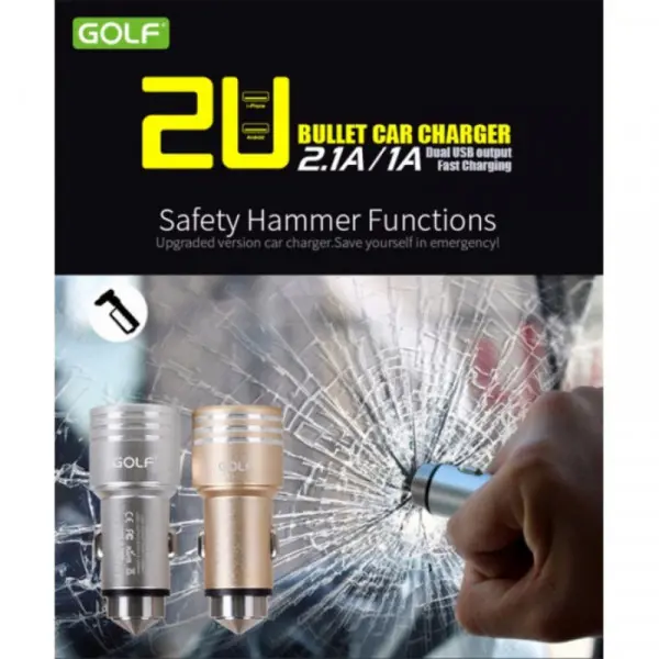 Auto punjač metalni 2USB 2.1A Golf GF-C06S