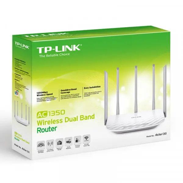 TP-Link ArcherC60 AC1350 bežični dual band 1350Mb/s ruter 802,11ac/a/b/g/n, Te 