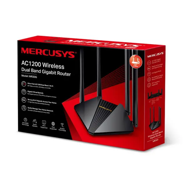 Wireless Router Mercusys MR30G AC1200/867Mb/s/ext x 4/2.4-5Ghz/1WAN/4LAN/AP