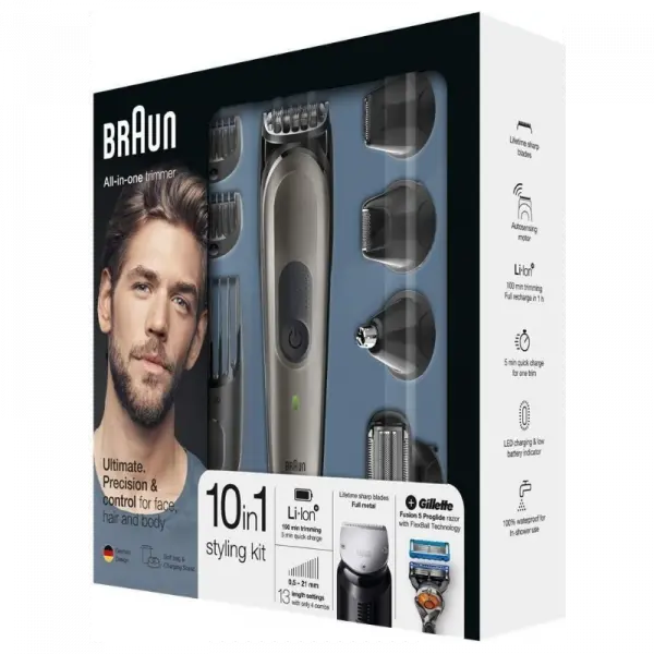 Trimer Braun MGK7221 punjivi8 nastavaka (0.5-21mm) + Gillette Fusion5