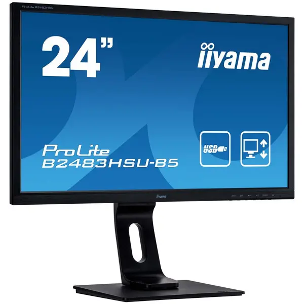 IIYAMA Monitor Prolite 24'' 1920x1080, 250cdm˛, 13cm Height Adj., Pivot, Stand, Speakers, VGA, HDMI, DisplayPort, USB2.0x 2, 1ms ( B2483HSU-