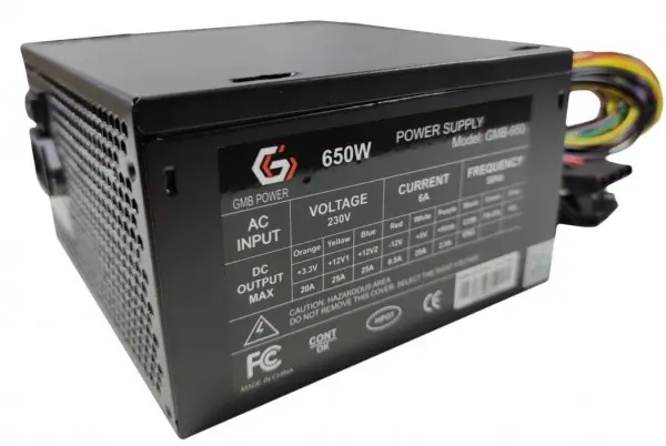 GMB-650-12 sa kutijom * Gembird napajanje 650W 12cm FAN,20+4pin,4pin,3xSATA,1xIDE 4-pin, 6-pin(1699)