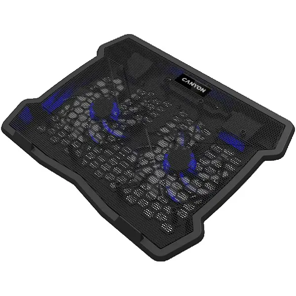 Cooling stand dual-fan with 2x2.0 USB hub, support up to 10''-15.6'' laptop, ABS plastic and iron,  Fans dimension:125*125*15mm(2pcs), DC 5V,