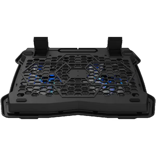 Cooling stand dual-fan with 2x2.0 USB hub, support up to 10''-15.6'' laptop, ABS plastic and iron,  Fans dimension:125*125*15mm(2pcs), DC 5V,