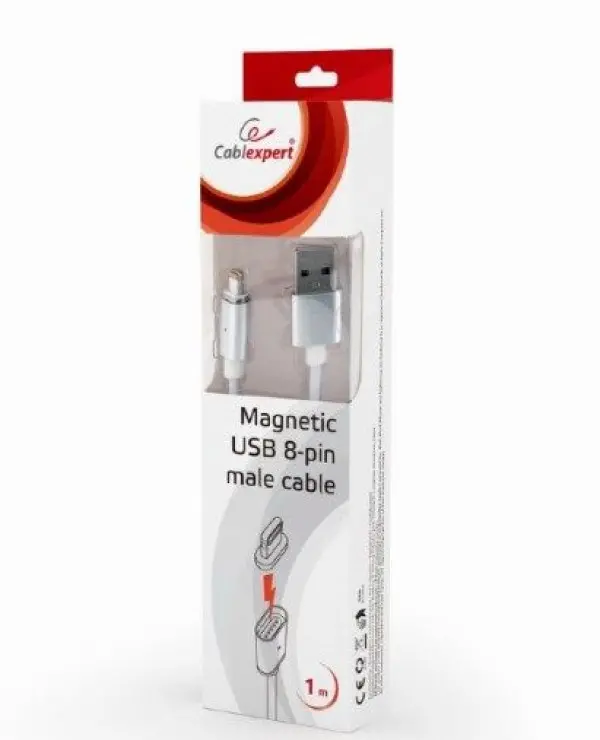 CC-USB2-AMLMM-1M Gembird Magnetic USB 8-pin male cable, silver, 1 m