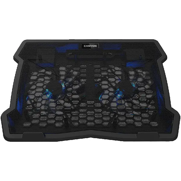 Cooling stand dual-fan with 2x2.0 USB hub, support up to 10''-15.6'' laptop, ABS plastic and iron,  Fans dimension:125*125*15mm(2pcs), DC 5V,