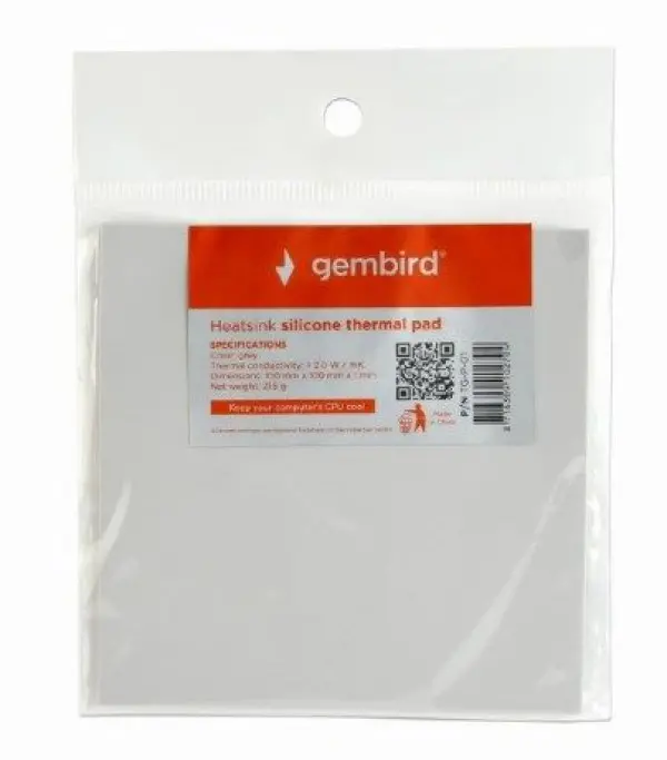 TG-P-01 Gembird Termo podloga za hladjenje CPU/VGA 23g Silver, Therm.cond.>2.0W/m-K, 100x100x1mm