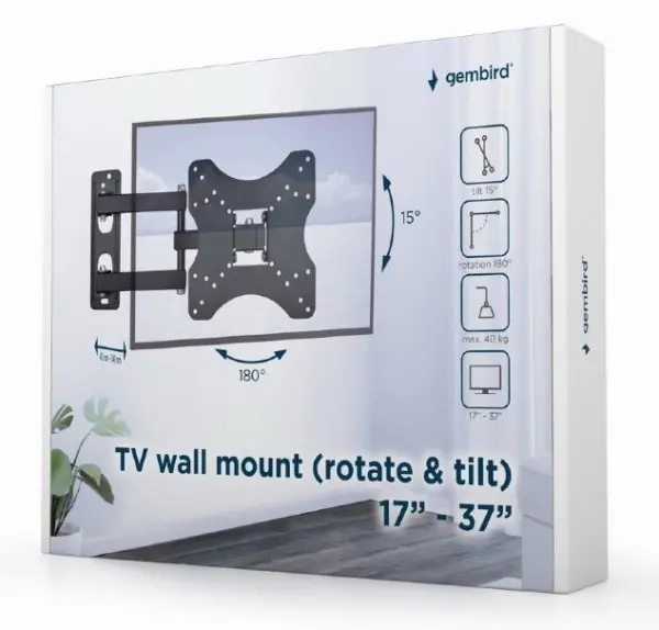 WM-37RT-01 Gembird TV nosac rotate/tilt 17-37\'' VESA max.20x20cm, max 40kg, drzac