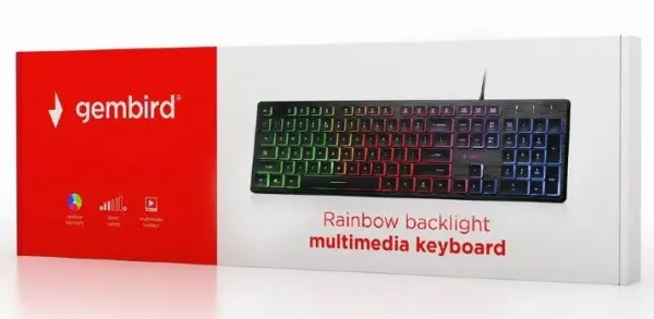 KB-UML-01 Gembird Rainbow multimedijalna tastatura sa pozadinskim osvetljenjem, US layout USB