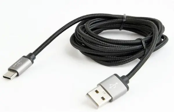 CCB-mUSB2B-AMCM-6 Gembird Cotton braided Type-C USB cable with metal connectors, 1.8 m, black