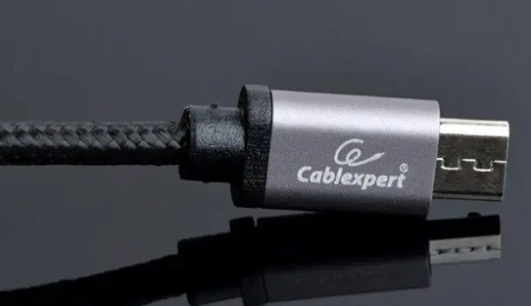 CCB-mUSB2B-AMCM-6 Gembird Cotton braided Type-C USB cable with metal connectors, 1.8 m, black