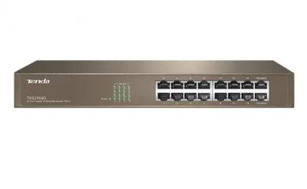 Tenda TEG1016D LAN 16-Port 10/100/1000M Base-T Ethernet ports(MDI/MDIX) Desk or rack mount(alt=G1016