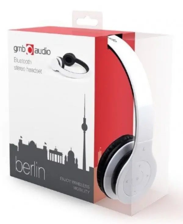 BHP-BER-W Gembird Bluetooth stereo Slualice sa mikrofonom \''Berlin\'', White (fo)
