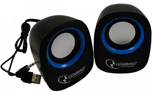 SPK-111 ** Gembird Stereo zvucnici Blue/black, 2 x 3W RMS USB pwr, 3.5mm kutija sa prozorom (399)