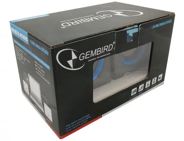 SPK-111 ** Gembird Stereo zvucnici Blue/black, 2 x 3W RMS USB pwr, 3.5mm kutija sa prozorom (399)