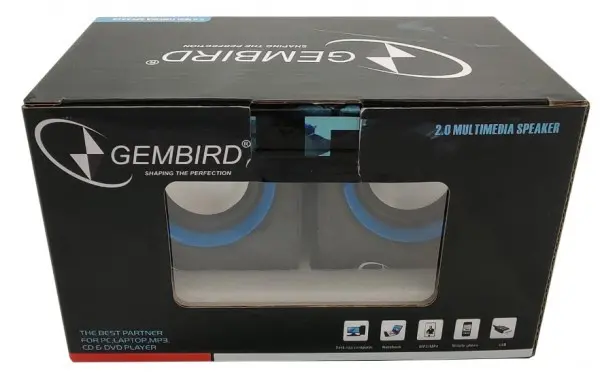 SPK-111 ** Gembird Stereo zvucnici Blue/black, 2 x 3W RMS USB pwr, 3.5mm kutija sa prozorom (399)