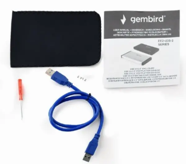 EE2-U3S-2 Gembird USB 3.0 Externo kuciste za 2.5\'' SATA hard diskove, aluminium, crni