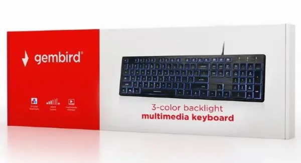 KB-UML3-01 Gembird tastatura multimedijalna sa pozadinskim osvetljenjem, US layout USB