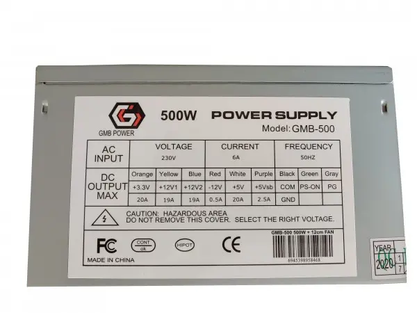 GMB-500-12 bez kutije **Gembird napajanje 500W 12cm FAN, 20+4pin, 4pin12V, 2xSATA 2xIDE 4-pin (1065)