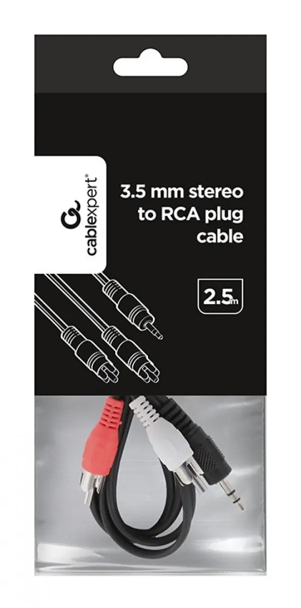 CCA-458-2.5M Gembird 3.5 mm stereo to RCA plug kabl 2.5 m
