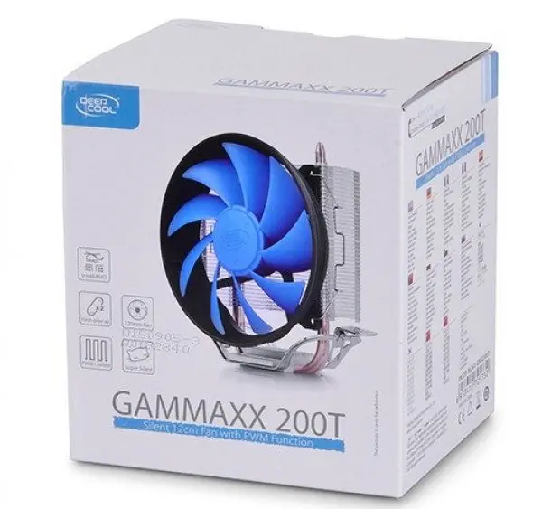 DeepCool GAMMAXX200T UNI kuler 100W 120mm.PWM Fan 900~1600rpm 54CFM 18~26dBa 1156/775/K8/AM4 2xpipes