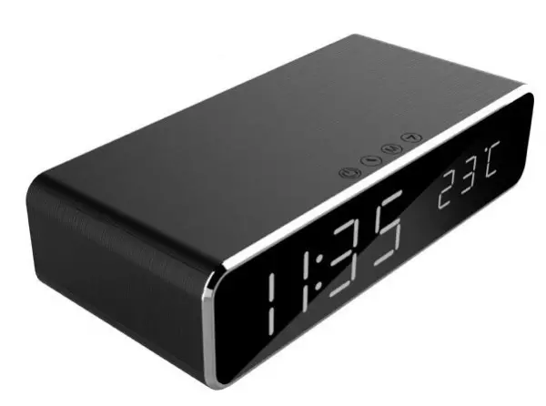 DAC-WPC-01 Gembird Digitalni sat + alarm sa bezicnim punjenjem telefona, Black