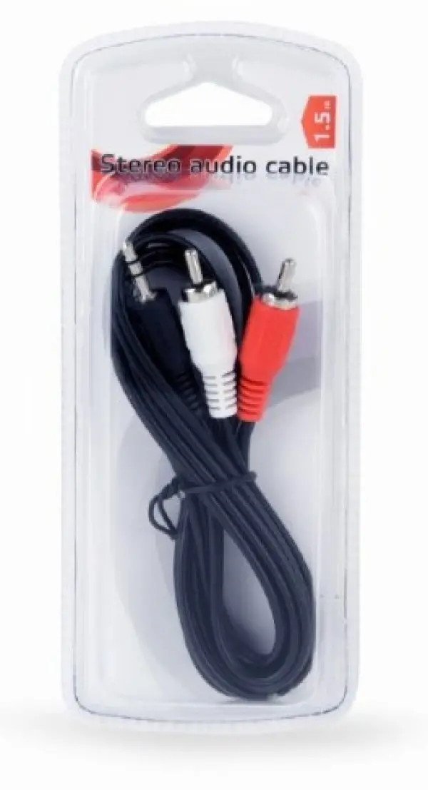 CCAB-458 Gembird 3.5 mm stereo to RCA plug cable, 1.5 m, blister