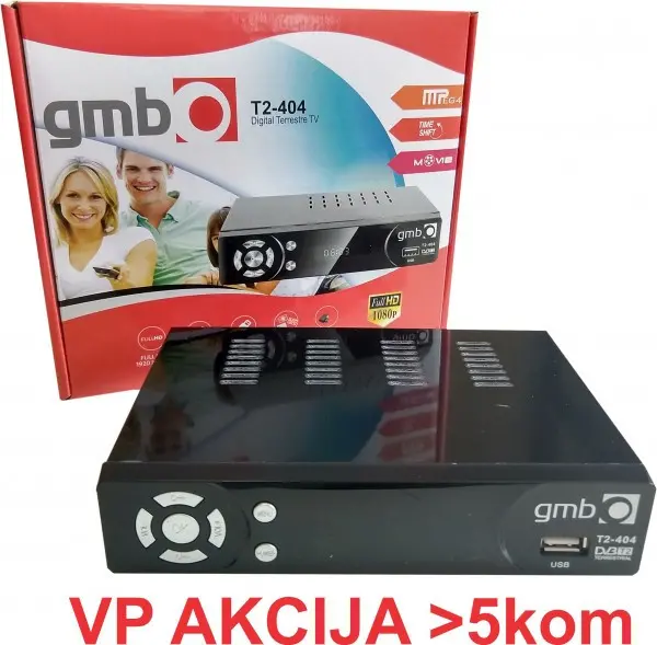 GMB-T2-404 **DVB-T2 SET TOP BOX USB/HDMI/Scart/RF-out, PVR, Full HD, H264, hdmi-kabl, modulator 1409