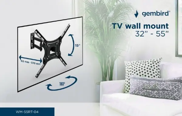 WM-55RT-04 Gembird TV nosac rotate/tilt 32-55\ VESA max.40x40cm, max 30kg, drz