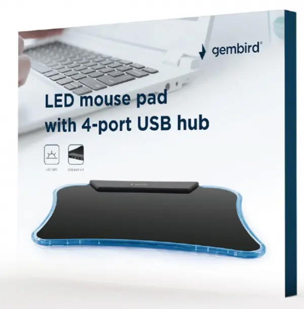 MP-LED-4P Gembird Podloga za misa LED + 4USB-a 285x230x20mm