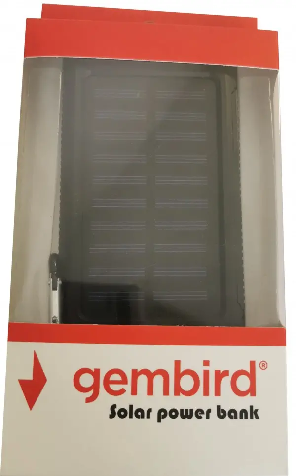 HRD-T12 ** Gembird solar power bank 12000mAh 2xUSB, LED,(959)