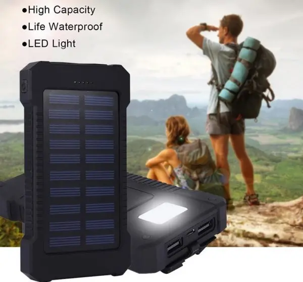 HRD-T12 ** Gembird solar power bank 12000mAh 2xUSB, LED,(959)