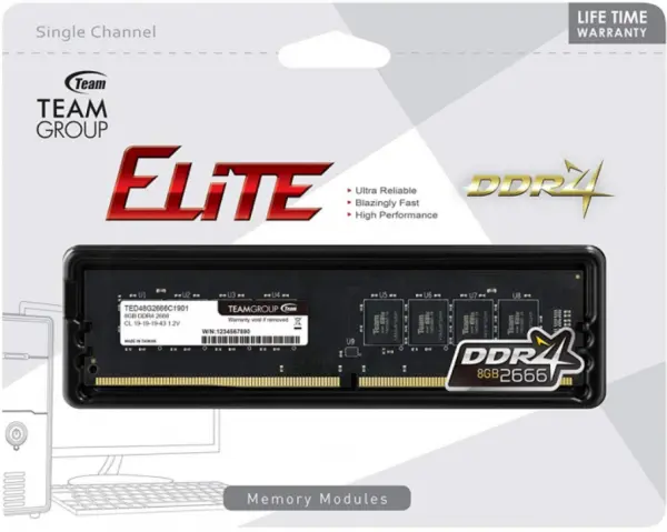 TeamGroup DDR4 TEAM ELITE UD-D4 8GB 2666MHZ 1,2V 19-19-19-43 TED48G2666C1901