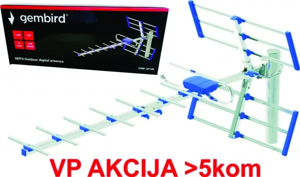 GMB-2814R ** Gembird Antena digital HDTV Loga UHF, F-Konektor, duina 84cm, dobit 12dB aluminium 781