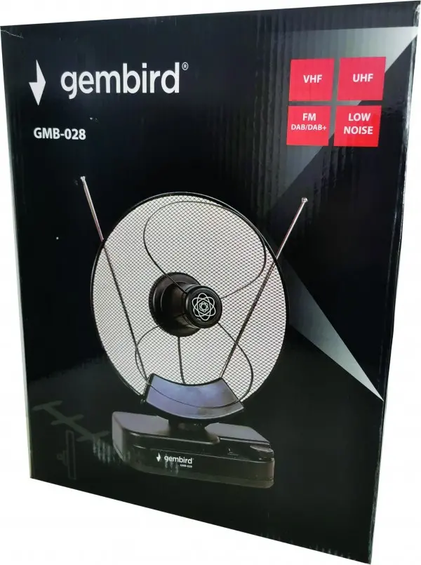 GMB-028 ** Gembird Antena sobna sa pojacalom, UHF/VHF, dobit 36dB, diam 31cm, 220v + 12V crna (968)