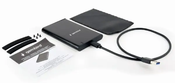 EE2-U3S-6 Gembird USB 3.1 Externo kuciste za 2.5\'' SATA hard diskove, Type-C, bruseni aluminium,crno