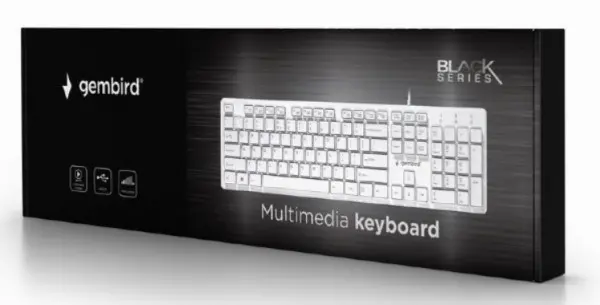 KB-MCH-03-W Gembird Multimedia chocolate, keyboard, USB, US layout, Slim white