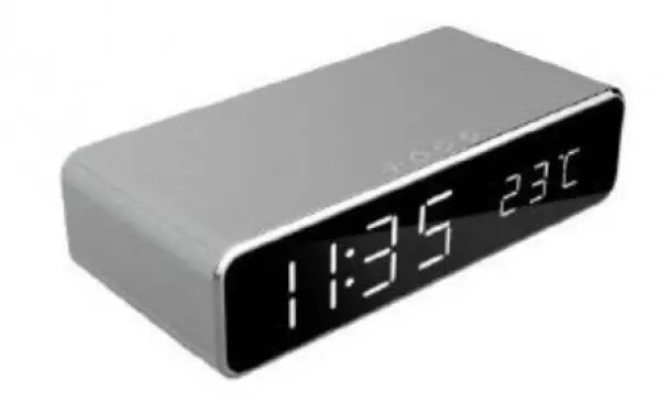 DAC-WPC-01-S Gembird Digitalni sat + alarm sa bezicnim punjenjem telefona, Silver