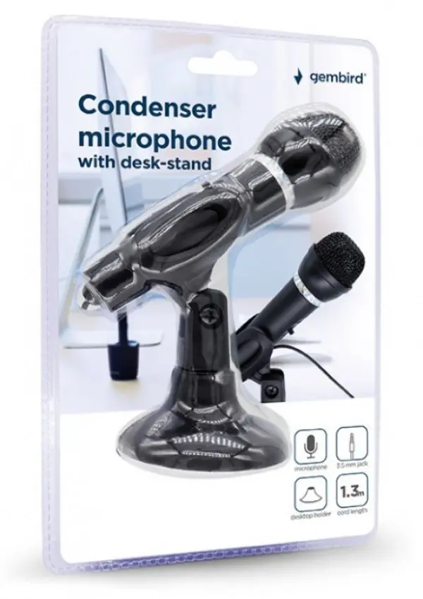 MIC-D-04 Gembird kondenzatorski mikrofon sa stalkom 3,5mm, black