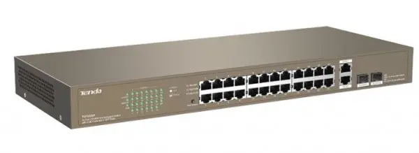 Tenda TEF1026F LAN 24-Port 10/100M + 2 Gigabit Base-X SFP ports, Desktop or rack mount switch