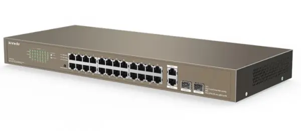 Tenda TEF1026F LAN 24-Port 10/100M + 2 Gigabit Base-X SFP ports, Desktop or rack mount switch