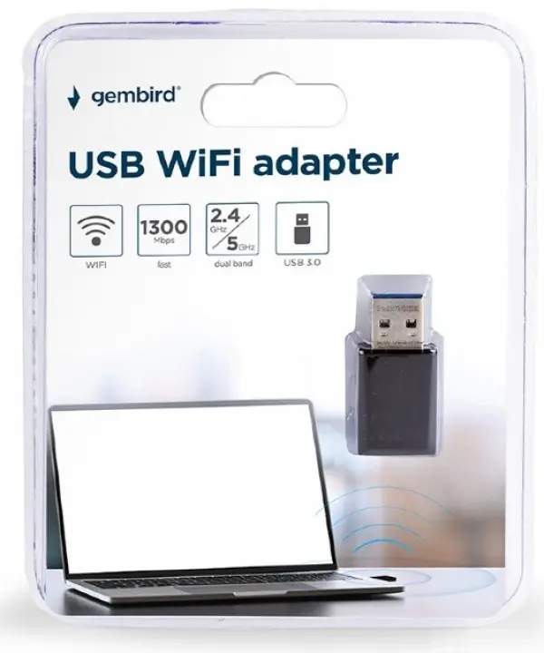 WNP-UA1300-01 * Gembird USB 3.0 wireless adap AC1300, Dual Band,2dBi,400Mbps-2,4GHz,867Mbps-5GHz FO