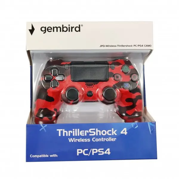JPD-Wireless-Thrillershock PC/PS4 CAMO RED Gembird Bezicni gamepad sa dvostrukom vibracijom