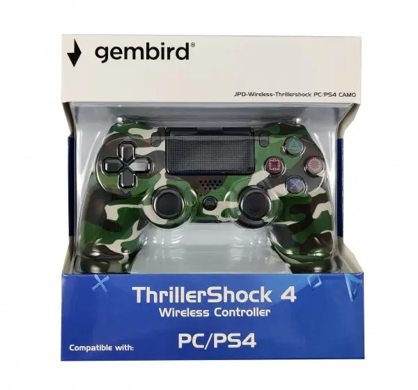 JPD-Wireless-Thrillershock PC/PS4 CAMO GREEN Gembird Bezicni gamepad sa dvostrukom vibracijom